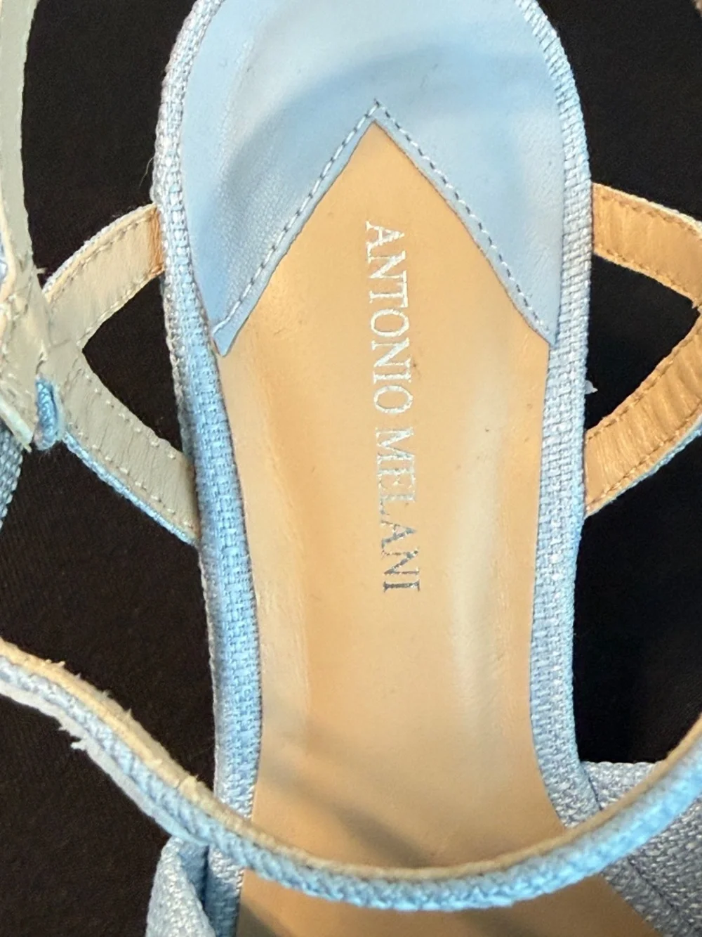Antonio Melani Mya Linen light Blue Braided Platform Dress Sandals. -Light Baby